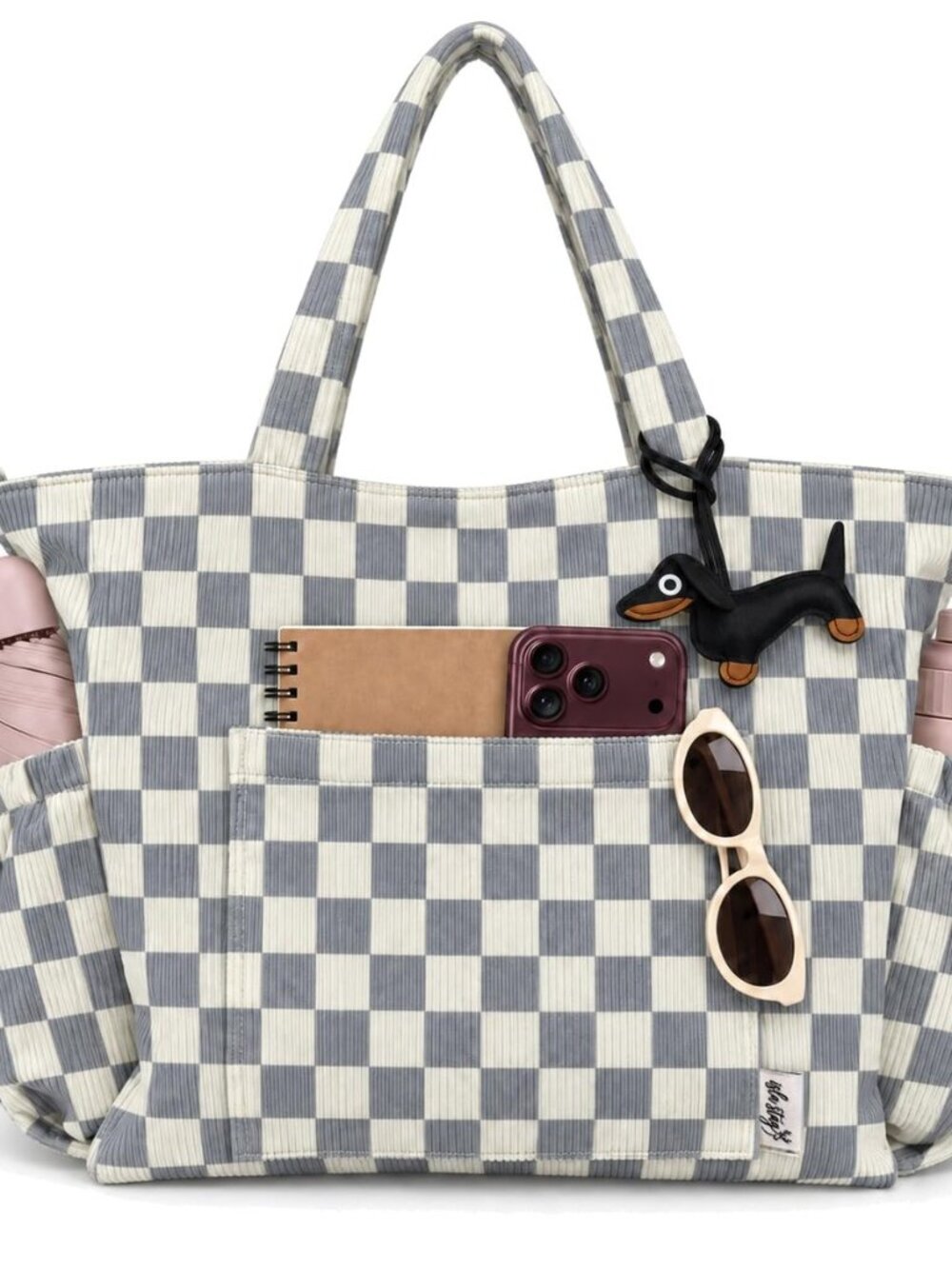 Corduroy Tote Bag for Women, Multi-Pocket